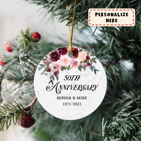 Anniversary Christmas Ornaments, Anniversary Wedding Ornament, Custom Anniversary Gift, Wedding Anniversary Ornament