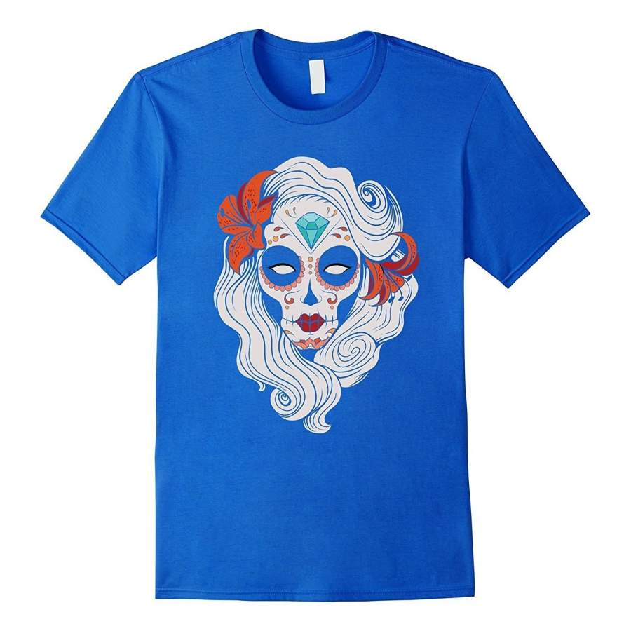 Personalized T-Shirt Mens Calavera Dia De Los Muertos Sugar Skull T Shirt Men’S Punk T-Shirt