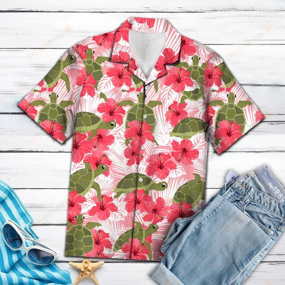 Tropical Flowers Hibiscus Turtle Hawaiian Shirt Ha30674