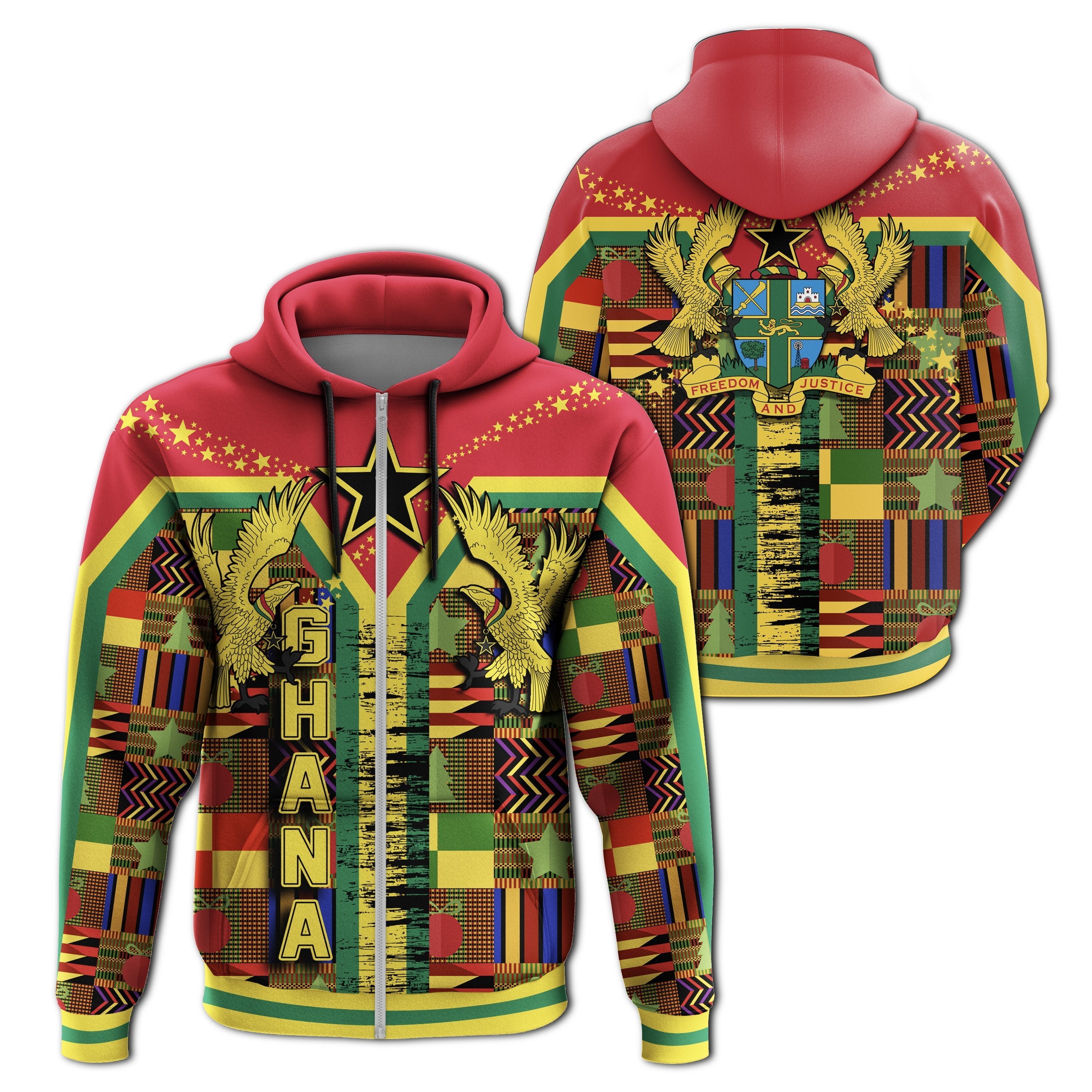 Greek Life Hoodie – Ghana Pattern Kente Christmas Zip Hoodie