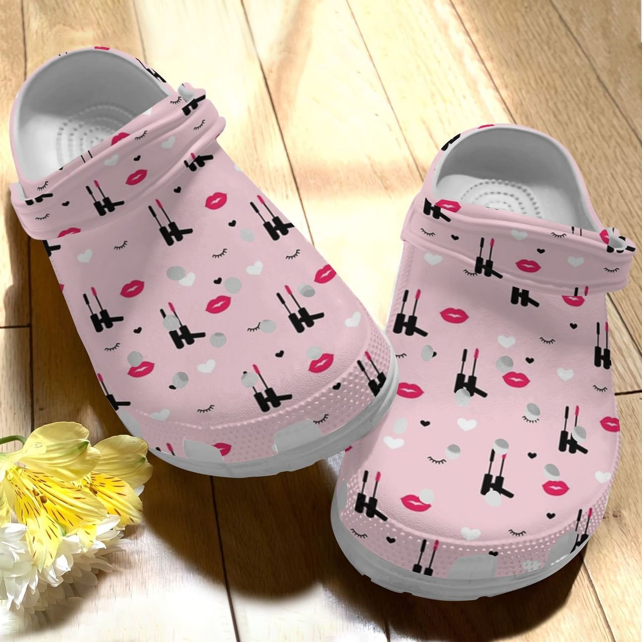 Makeup Personalize Clog, Custom Name, Text, Fashion Style For Women, Men, Kid, Print 3D Love Lips