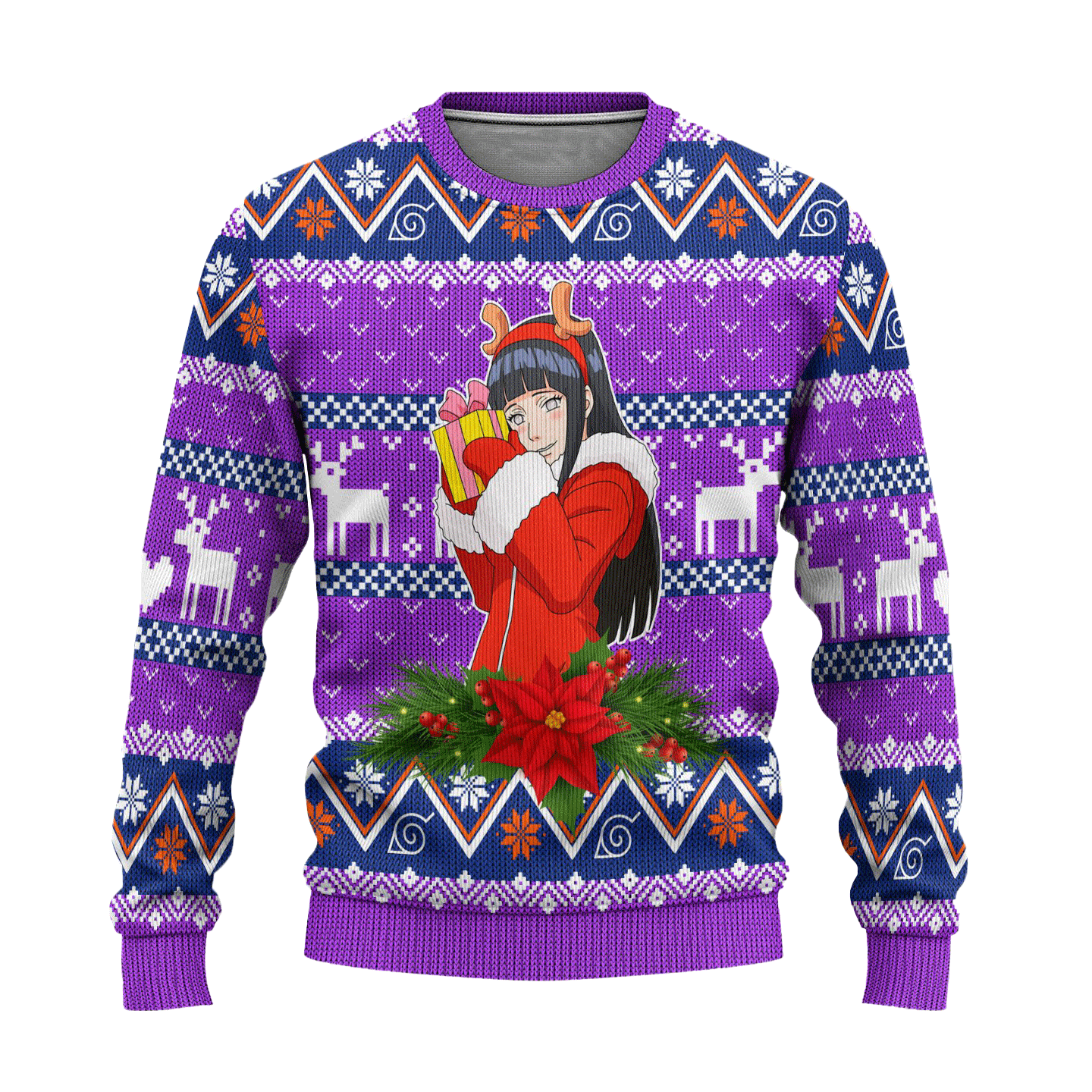 Hinata Hyuga Ugly Christmas Sweater Custom Naruto Anime Xmas Gift