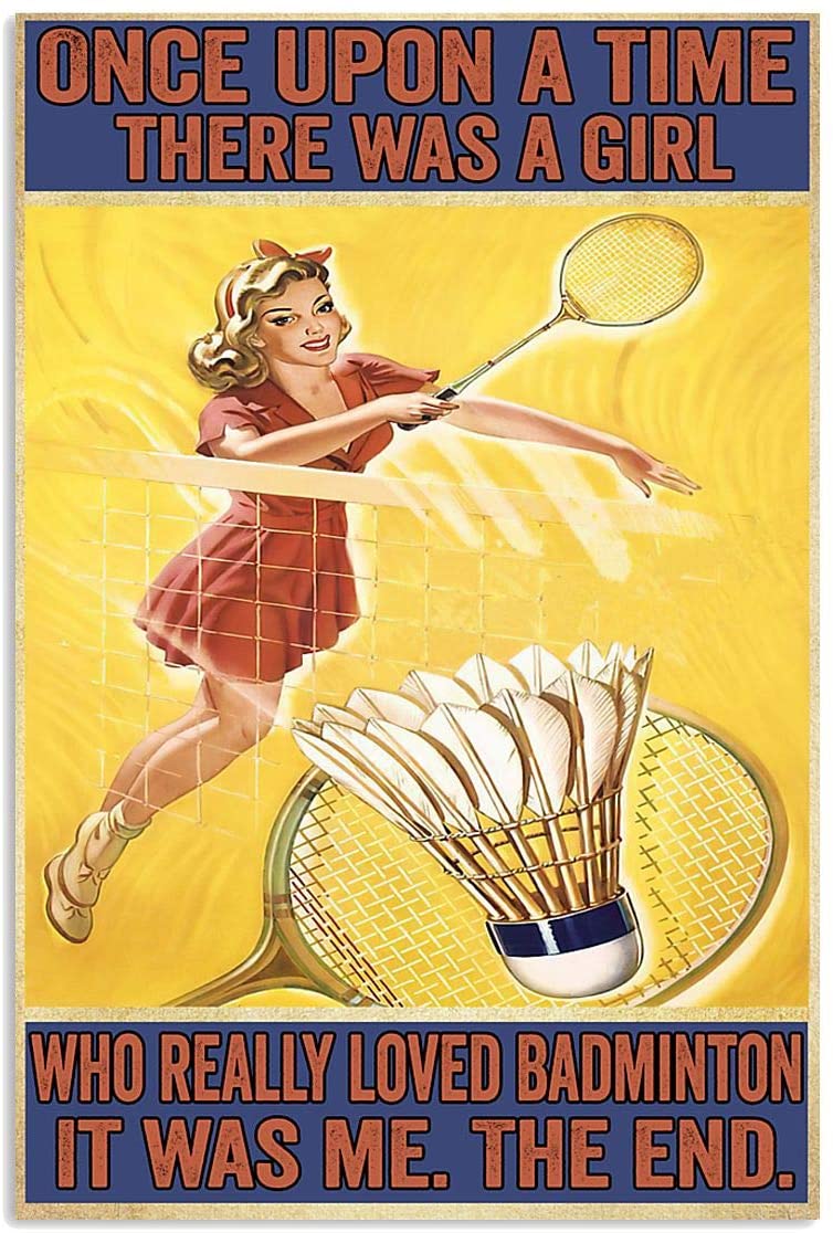 Vintage Girl Playing Badminton – Loved Badminton It Was Me Poster Art Print      Home Decor Gift For Men Women Family Friend On Birthday Xmas