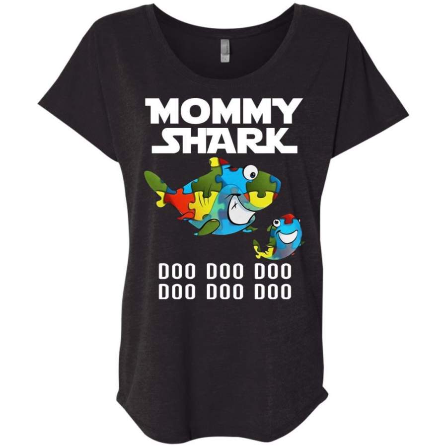 AGR Mommy Shark Autism Doo Doo Doo Shirt Triblend Dolman Sleeve