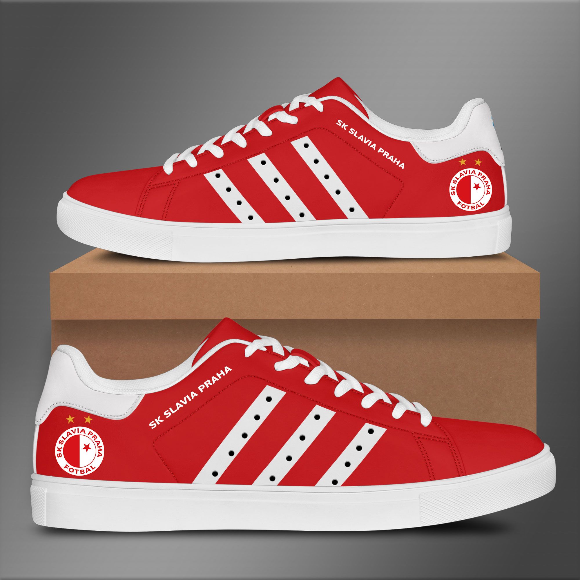 Sk Slavia Prague Low Top Red Shoes - V1 Unisex Style Fusionteehub