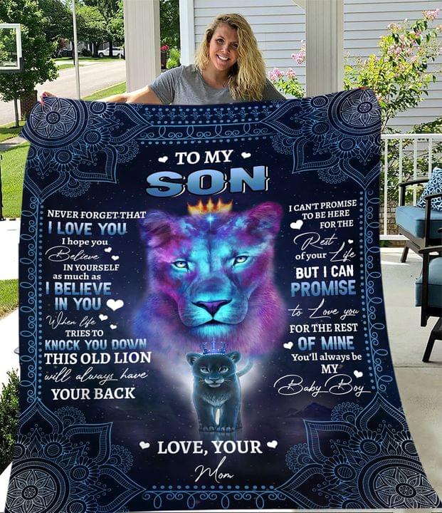 To My Son Never Forget That I Love You I Hope You Believe In Yourself As Much As I Believe In You Lion Cozy Sherpa Blanket, Gift Fleece Blanket, Custom Blankets, Blanket Sofa Bed, Photo Blanket, 3d Print Blanket