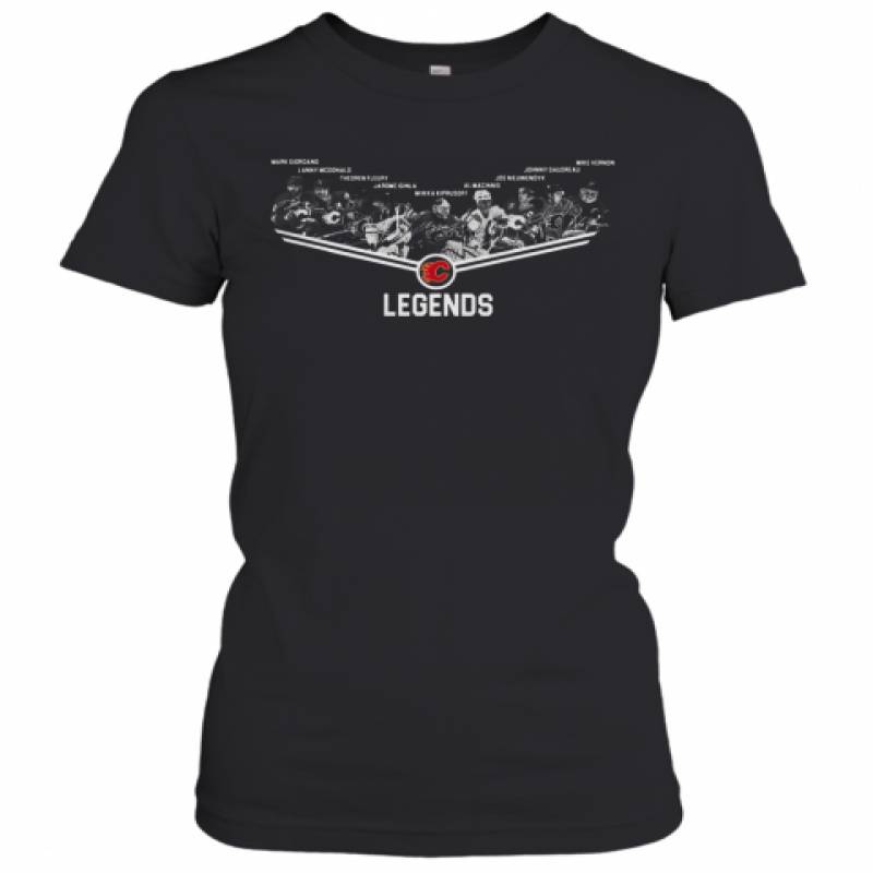 Calgary Flames Legends Team Player Signature Women's T-Shirt