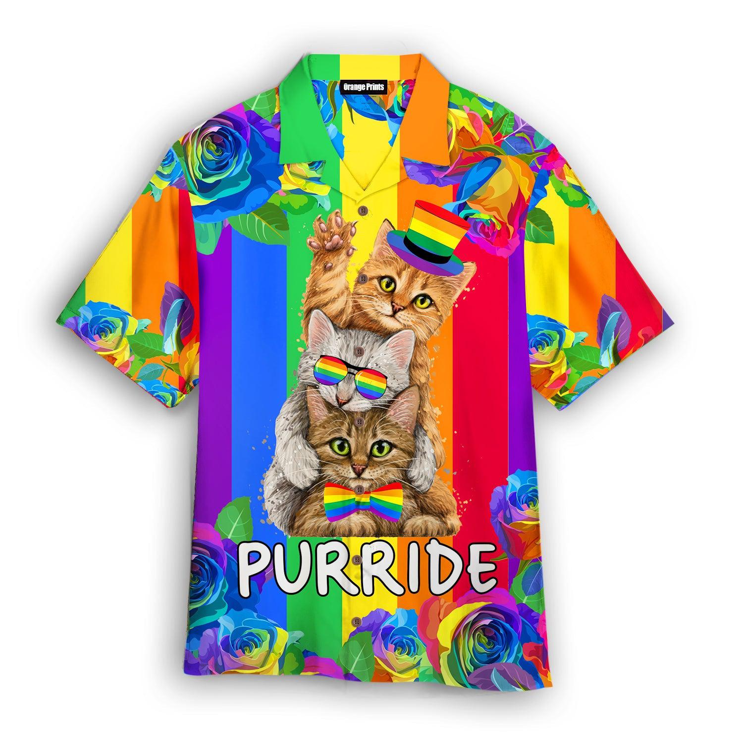 Purride Funny Cat Lovers Lgbt Pride Awareness Hawaii Shirt For Men Women Ha95853