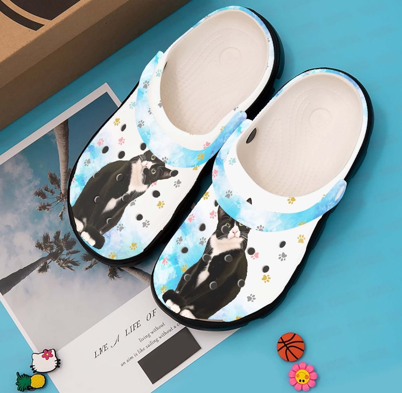 Cat Personalized Clog, Custom Name, Text, Color, Number Fashion Style For Women, Men, Kid, Print 3D Tuxedo Cat