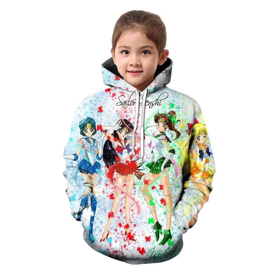 2019 Kids Sailor Moon 3D Hoodie Pullover Sweatshirt Fleece DecSer Team Four