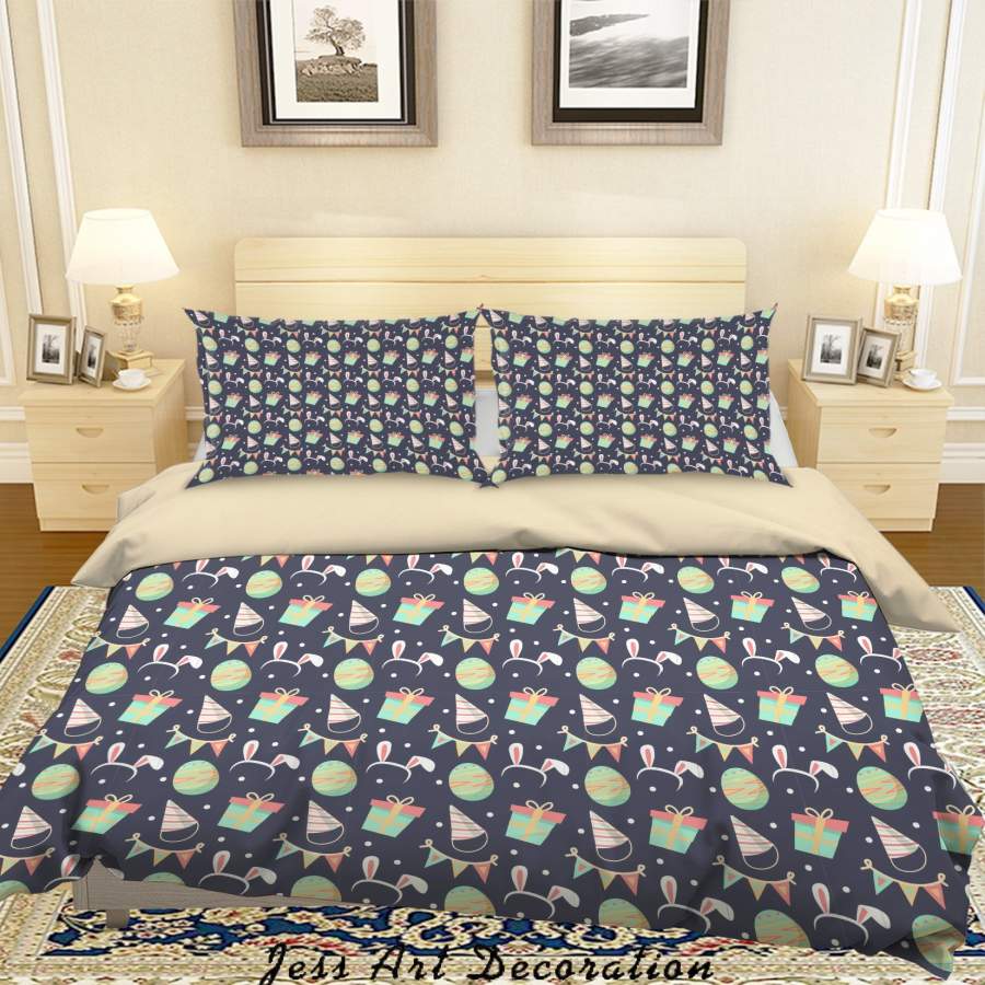 3D Rabbit Ears Eggs Flag Hat Gifts Quilt Cover Set Bedding Set Duvet Cover Pillowcases SF07