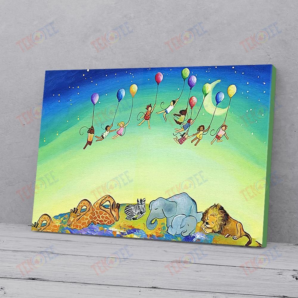 Best Canvas Prints Animal Dreams Magic Kids Fly In The Sky Wall Art Canvas Glamorous Wall Art Home Decoration