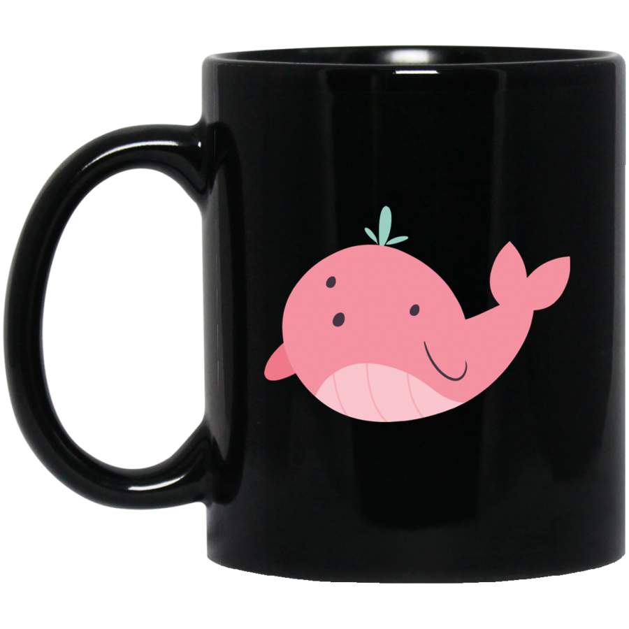 Tiny Floating Whale Fountain Mug 11 oz 15 oz Black Mug