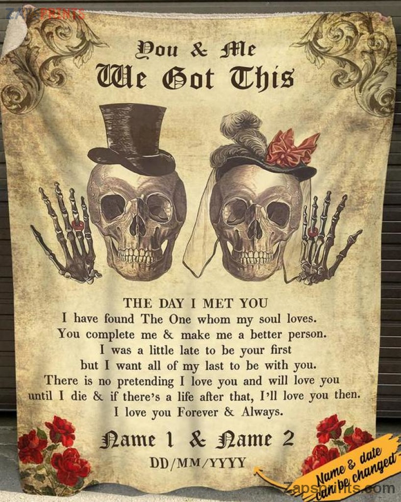 Custom The Day I Met You I Have Found The One Whom My Soul Loves Couple Skull Blanket