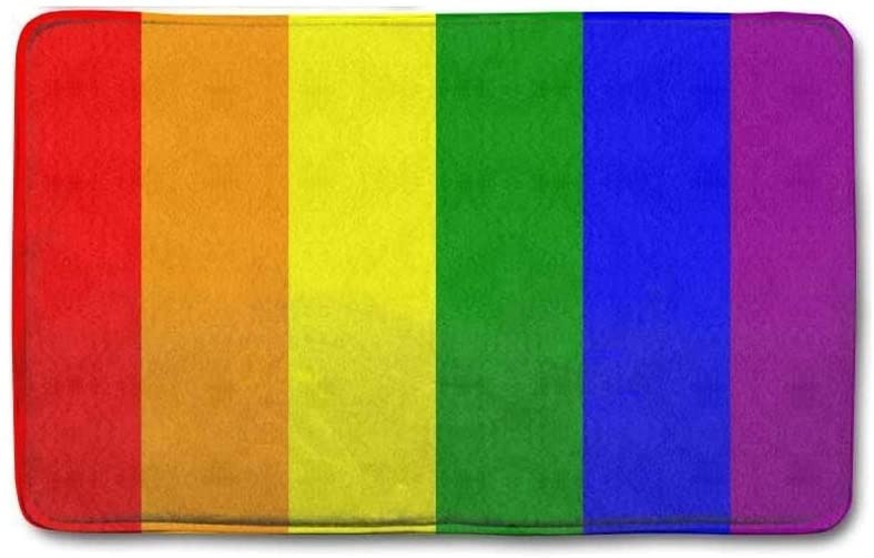 Colorful Gay Pride Door Mat Flannel Bathroom Mats, Entrance Rug For Front Door Kitchen Welcome Pride Doormat