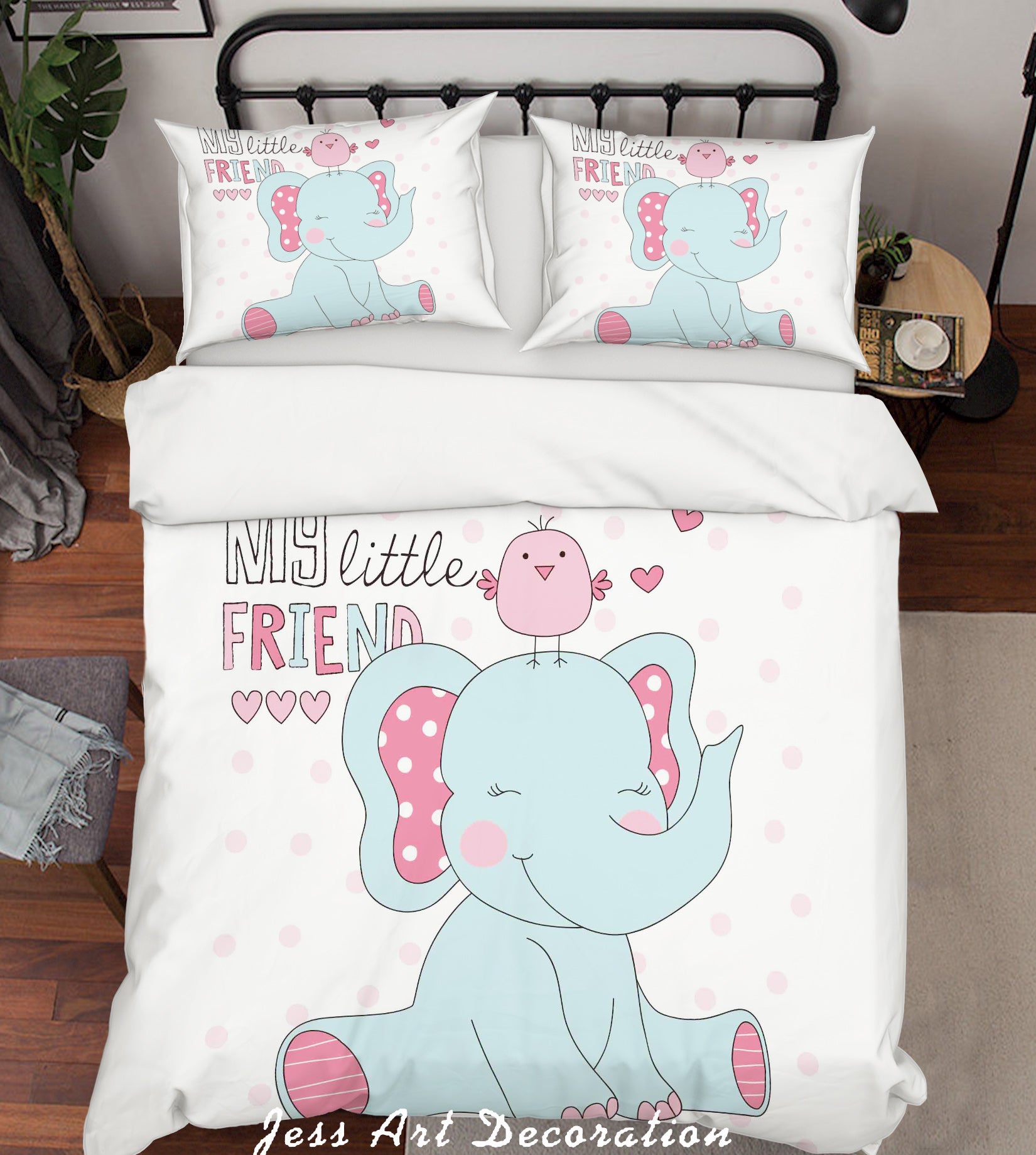 3D Cartoon Elephant Bird Quilt Cover Set Bedding Set Pillowcases 170