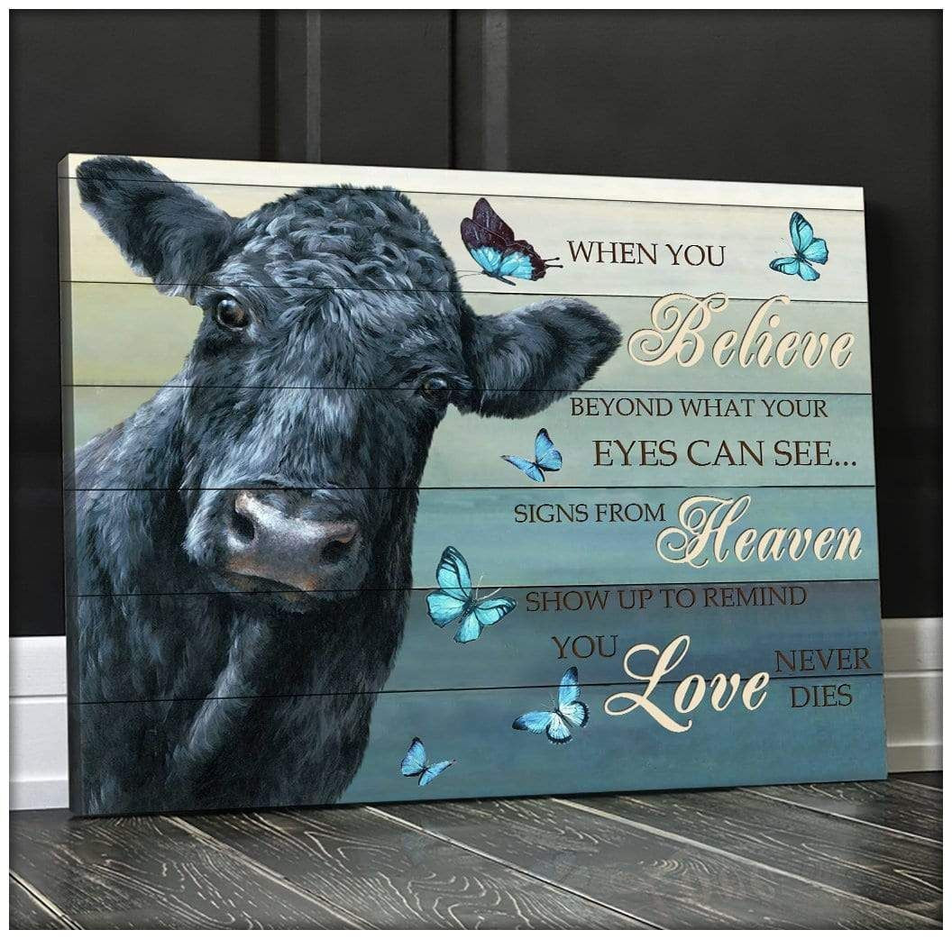 Canvas – Angus Cow – When You Believe2 Gift For Family, Wall Art Decor, Canvas Print, Home Decor