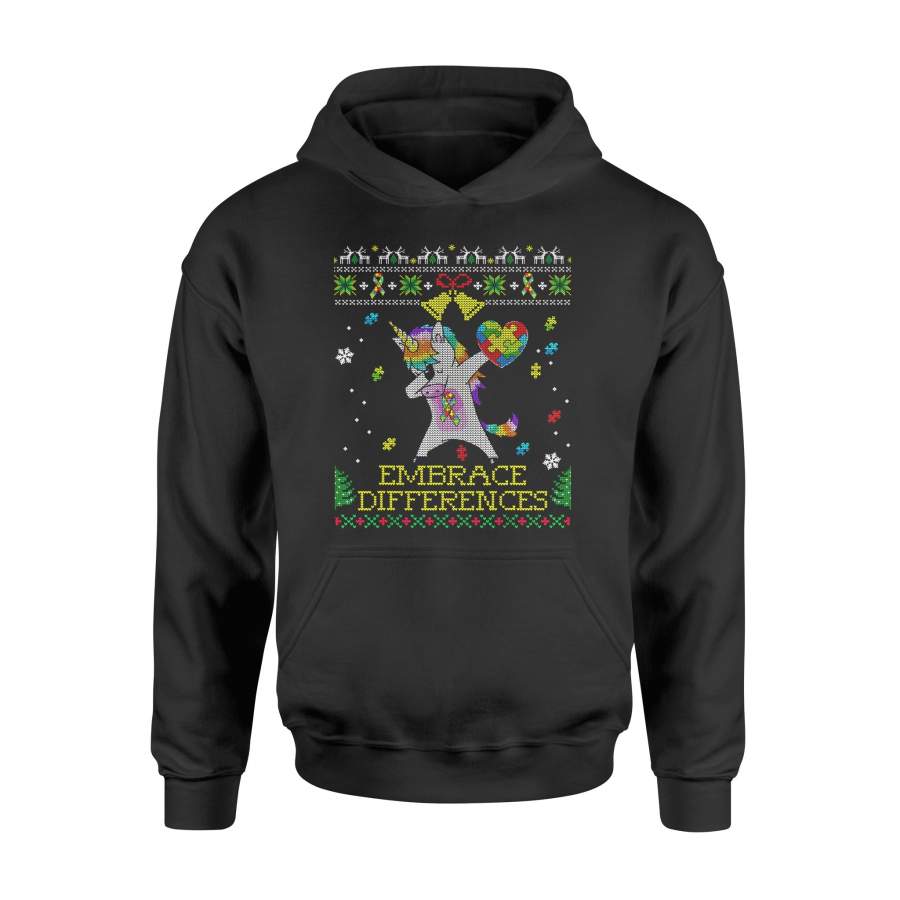 Christmas gift idea Xmas Autism Awareness Unicorn Dabbing Dance T-Shirt – Standard Hoodie