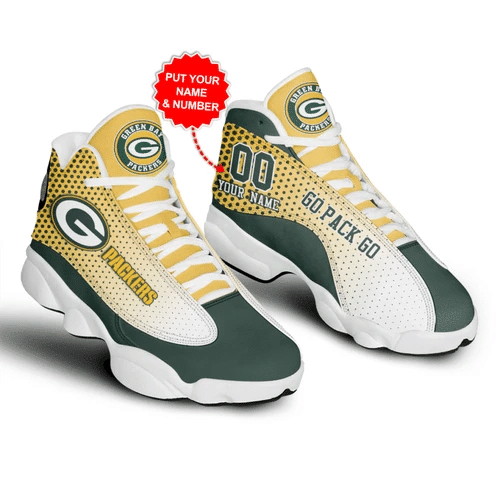 Green Bay Packers Football Team Logo Personalized Air Jordan 13 Printing Shoes Sneaker