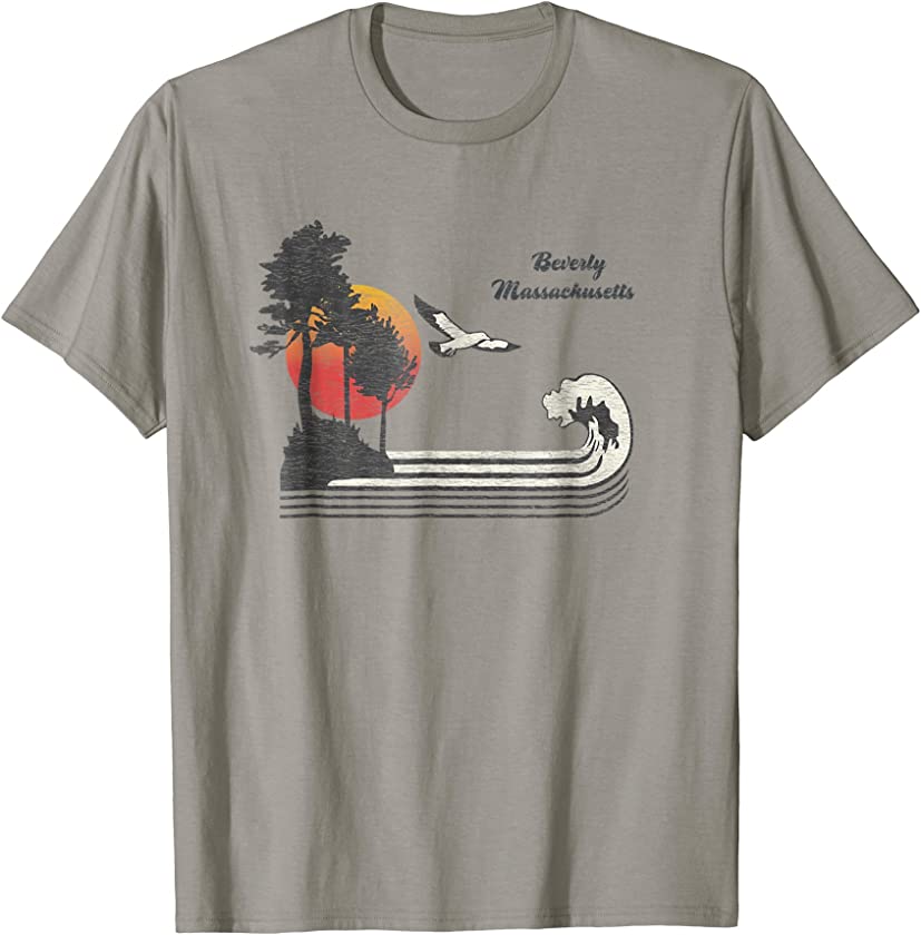 Beverly MA T-Shirt Vintage Graphic Tee 70s Seagull & Sunset