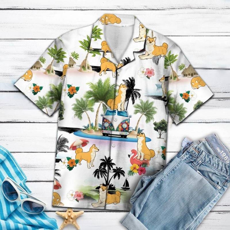 Artsyhomes Shiba Inu Vacation Hawaiian Ha15377