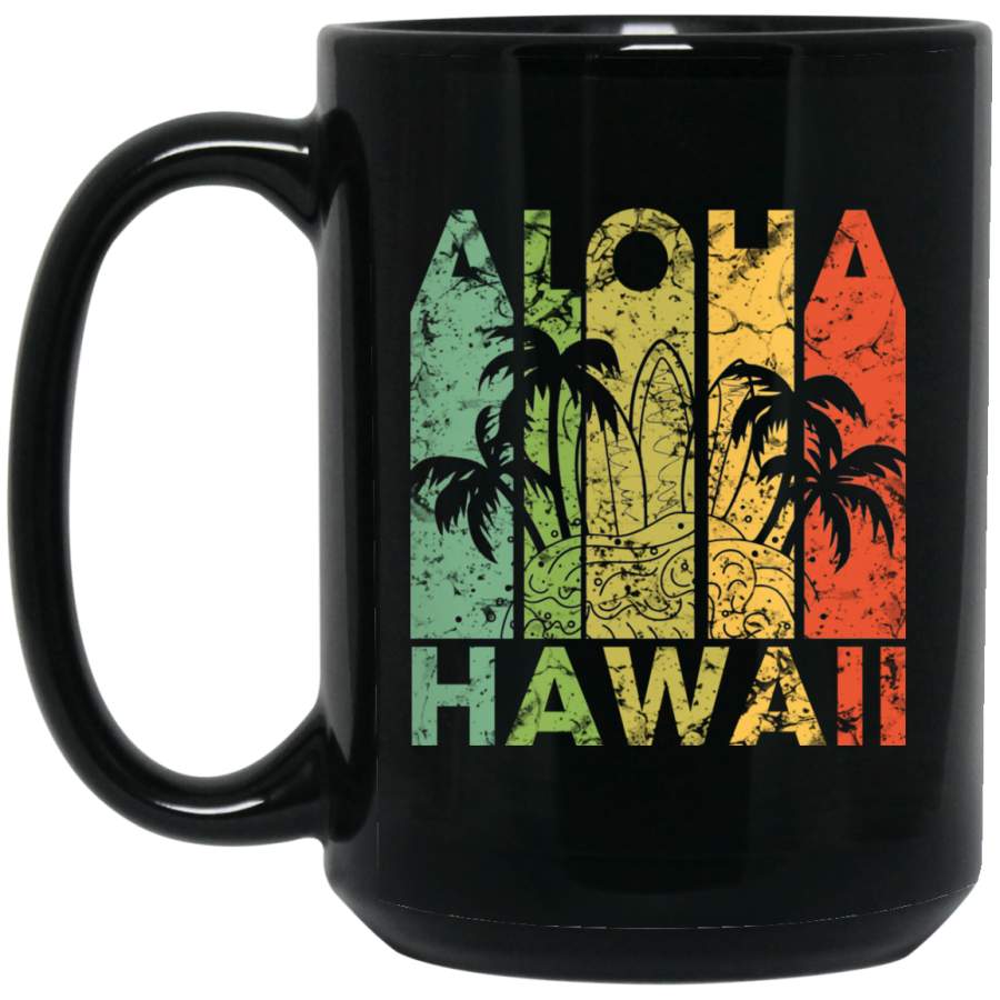 Aloha Hawaii Hawaiian Island – Vintage 1980s Throwback BM15OZ 15 oz. Black Mug