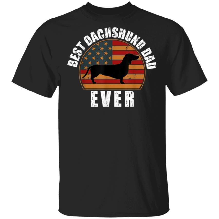 USA Flag Vintage Best Dachshund Dad Ever fathers Day Dog TShirt