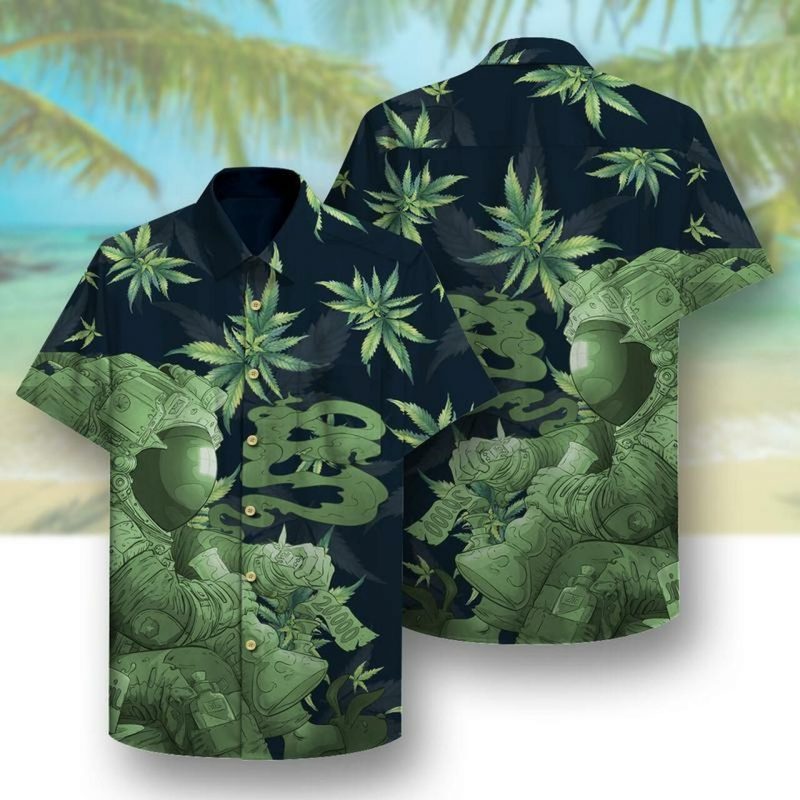 Super Stoned Astronaut Hawaii Graphic Print Short Sleeve Hawaii Casual Shirt Ha24481