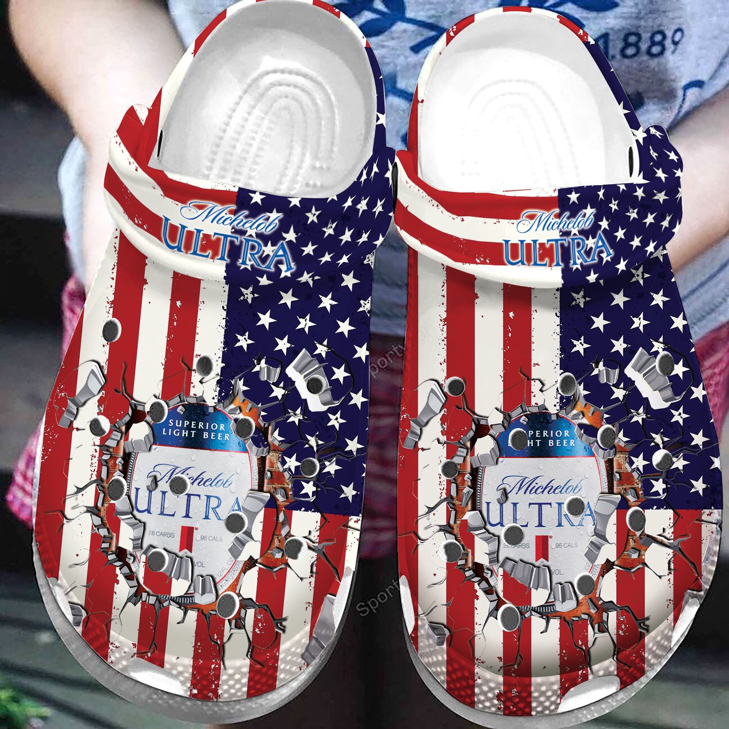 Michelob Ultra American Flag Clogs Shoes #Dh – Justbeperfect Shop