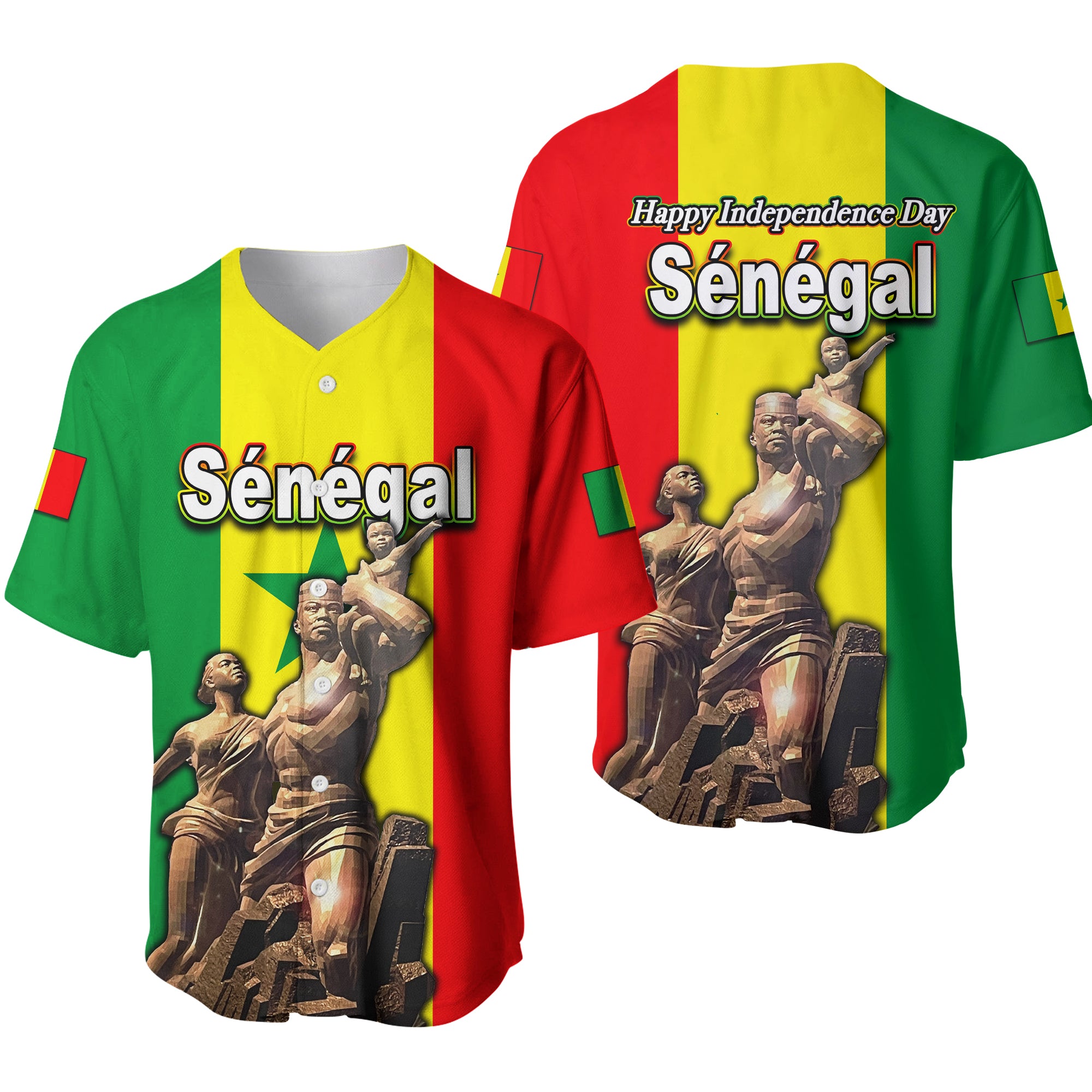 Senegal Independence Day Baseball Shirt  African Renaissance Monument Lt6