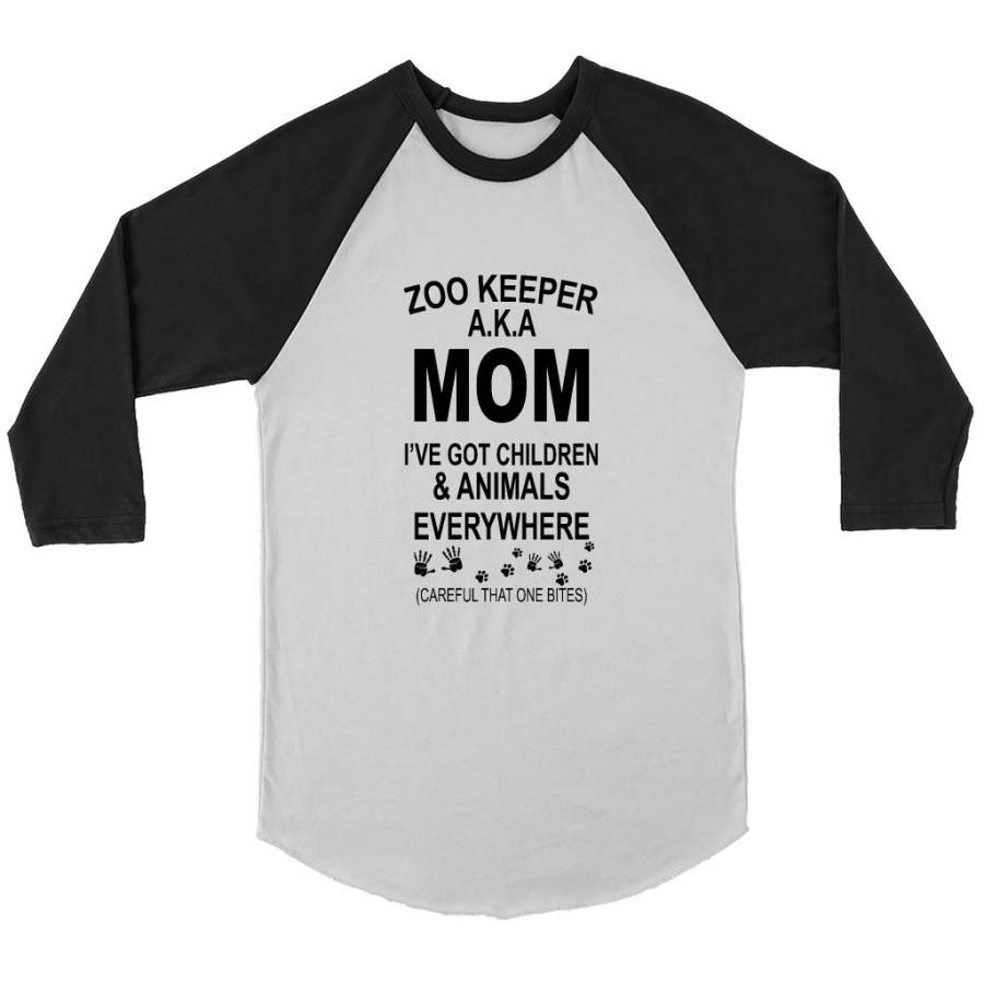 Zoo Keeper AKA Mom I’ve Got Children And Animals Everywhere – Canvas 3/4 Raglan Shirt