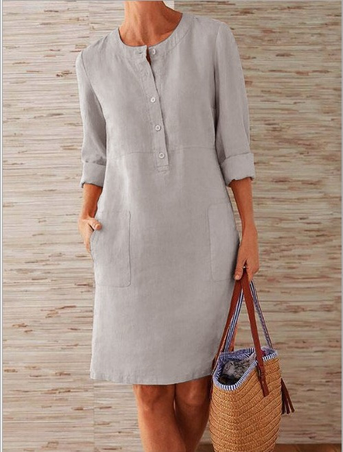 Spring Autumn Casual Cotton Linen Long Sleeve Dress Dresses For Women Femme Robe Women’s Clothing Fashion Vestido De Festa alx