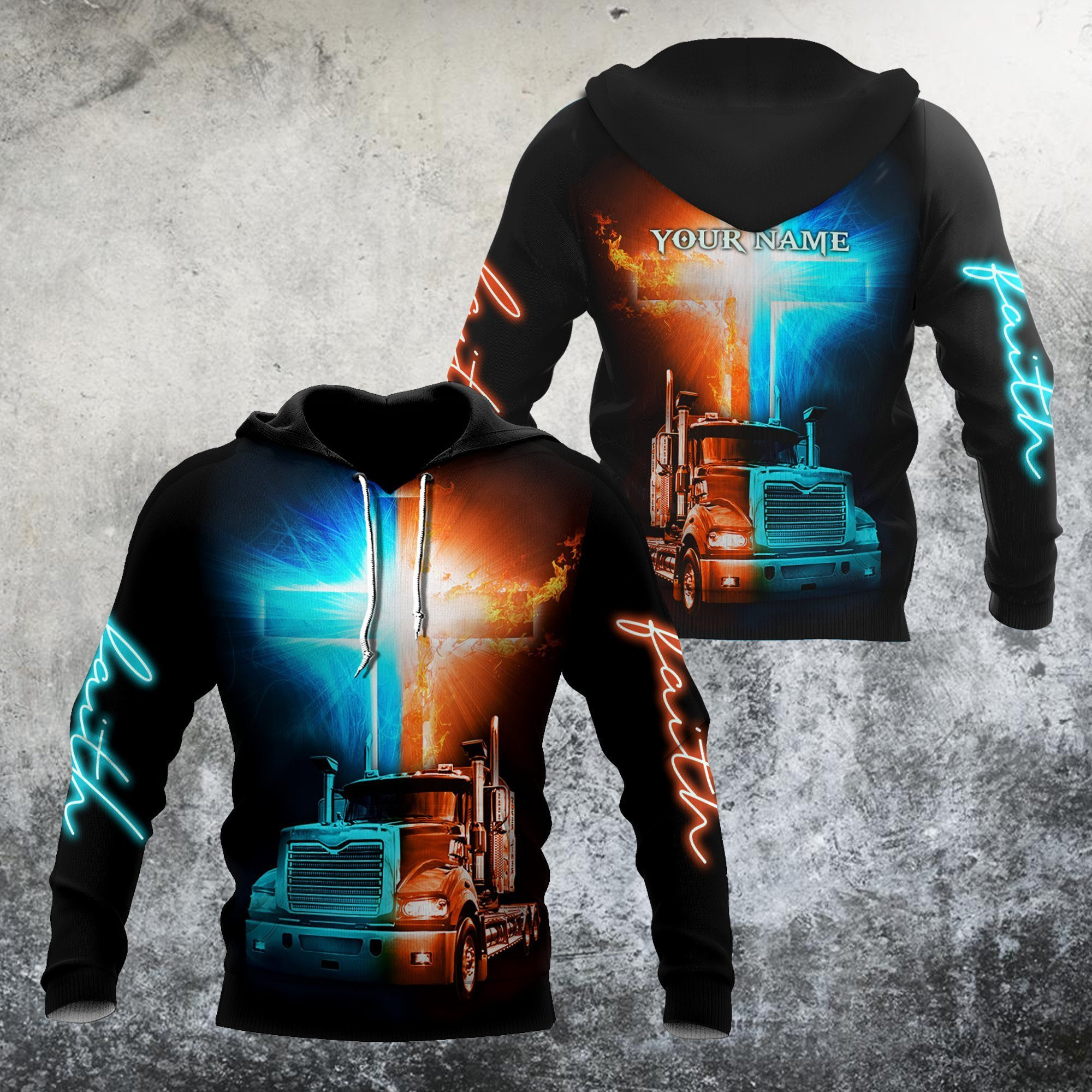 Trucker And Jesus Cross 3D All Over Printed Hoodie For Men And Women