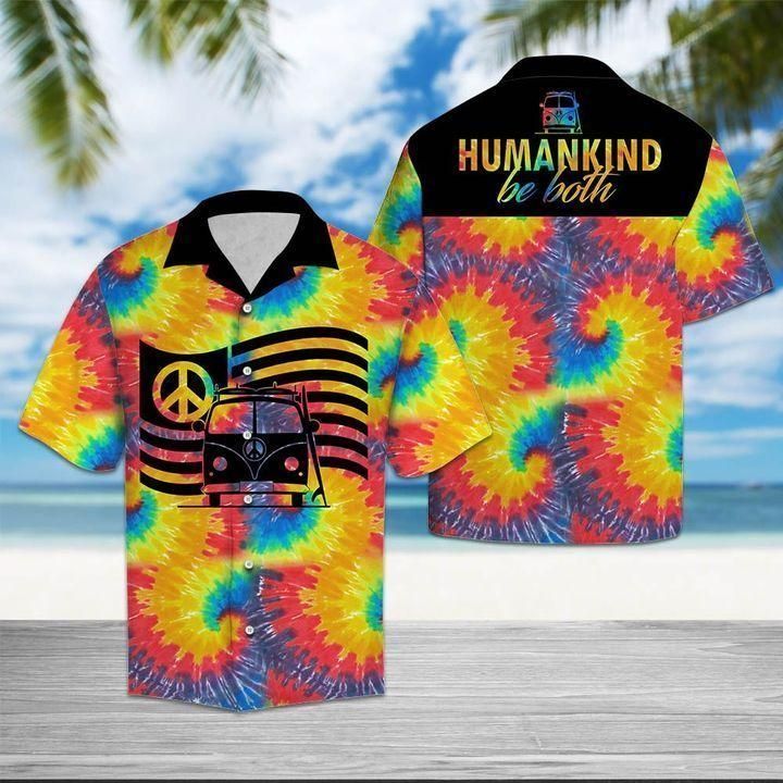 Tie Dye Hippie Van Car Peace Love Tropical Hawaii Aloha Shirts Ha103777