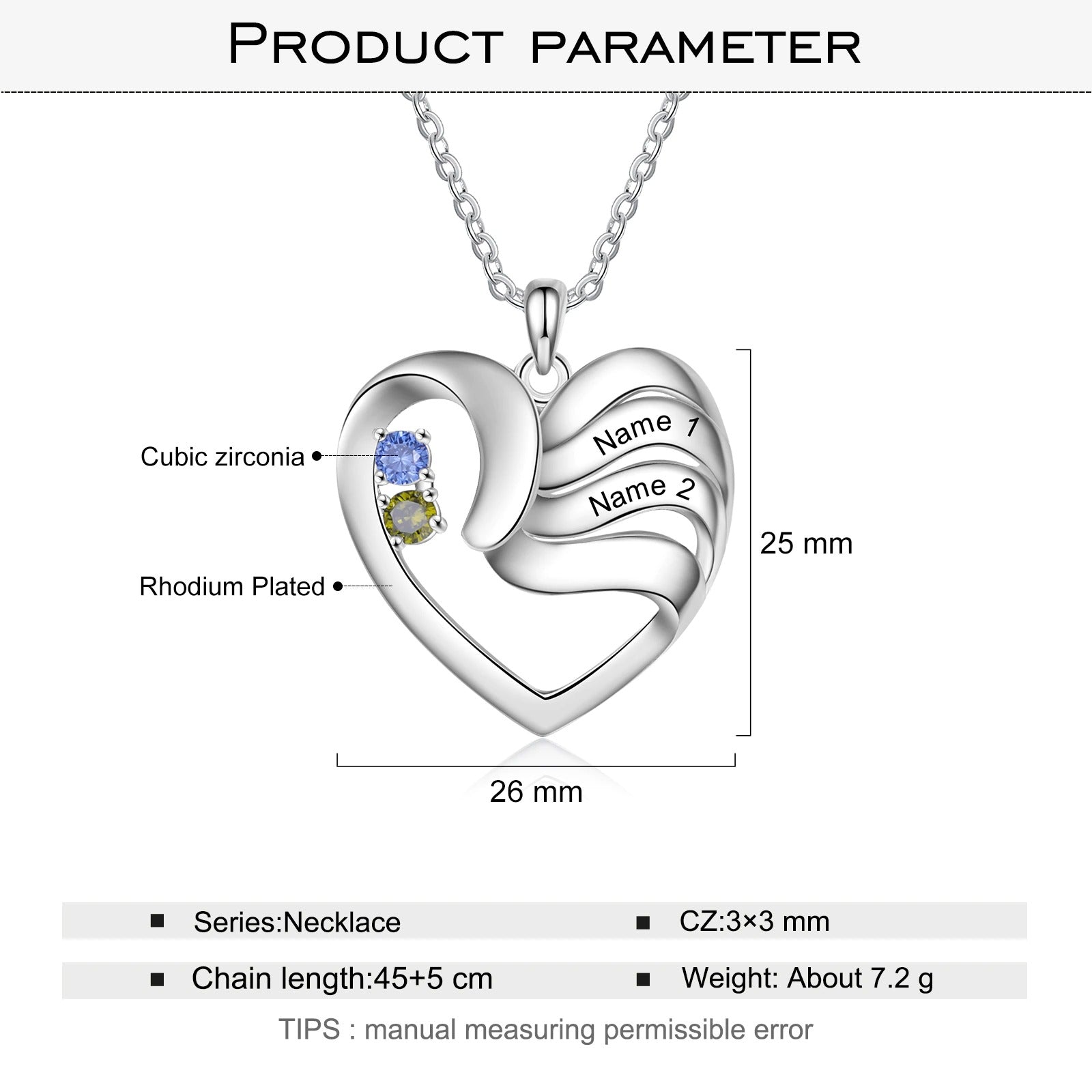 Personalized Family Heart Mothers Day Necklace With Birthstones Mom Jewelry Gift For Mom Grandma Wife Ht