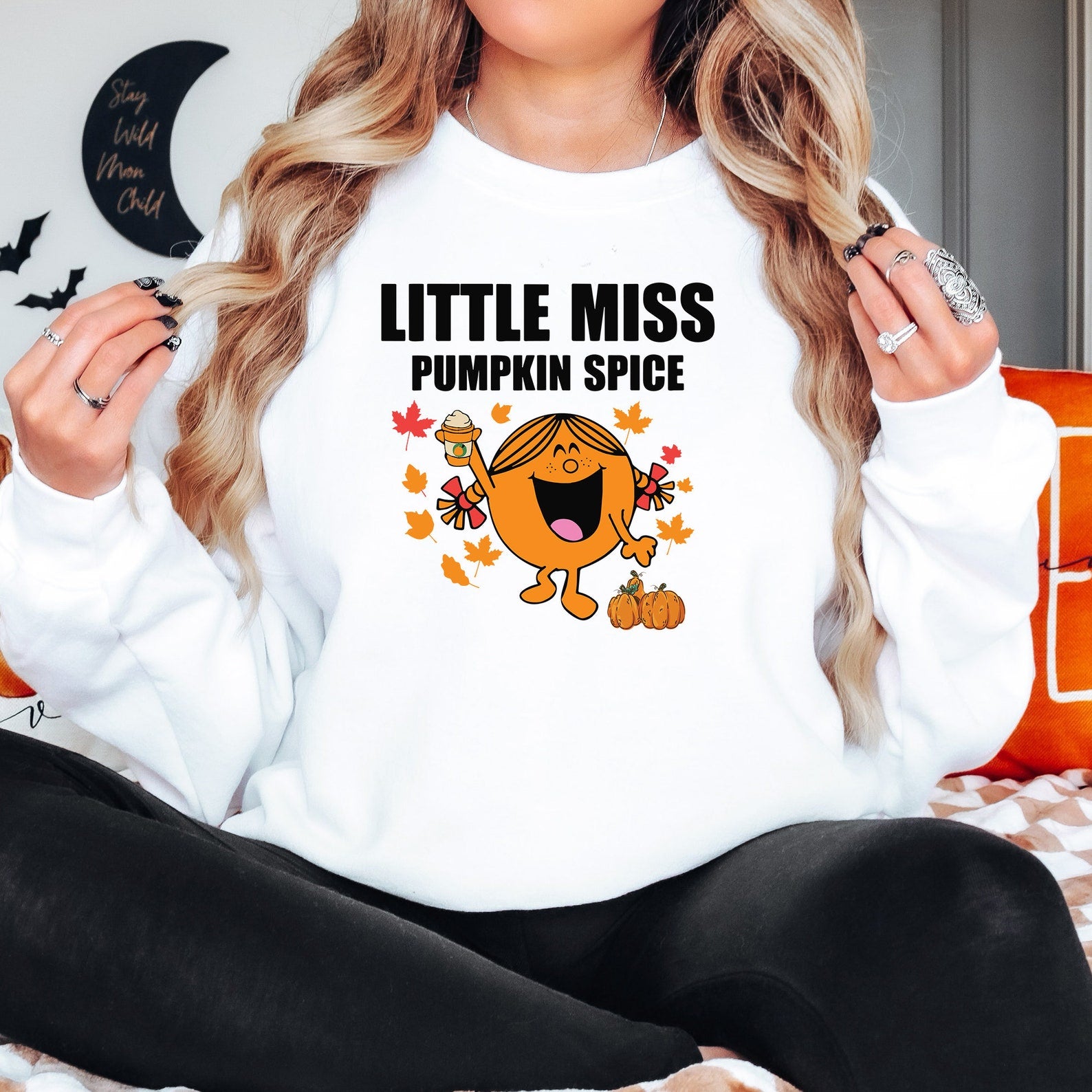 Little Miss Pumpkin Spice Sweatshirt Halloween 2D Crewneck Sweatshirt All Over Print Sweatshirt For Women Sweatshirt For Men Sws4189