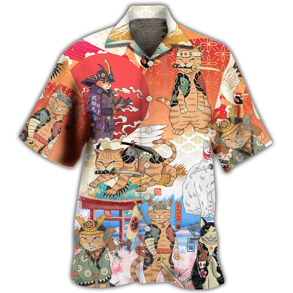 Samurai Cat Funny Art Japanese Hawaii Shirt Ha103522