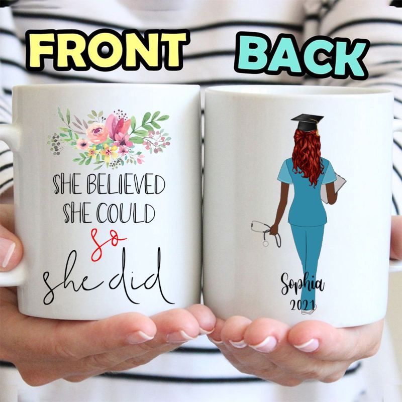 Personalized Mug Gift For Nurses, Registered Nurse (Rn), Bachelor Degree In Nursing (Bsn) Grad, Lvn, Registered Nurse Class Of 2021