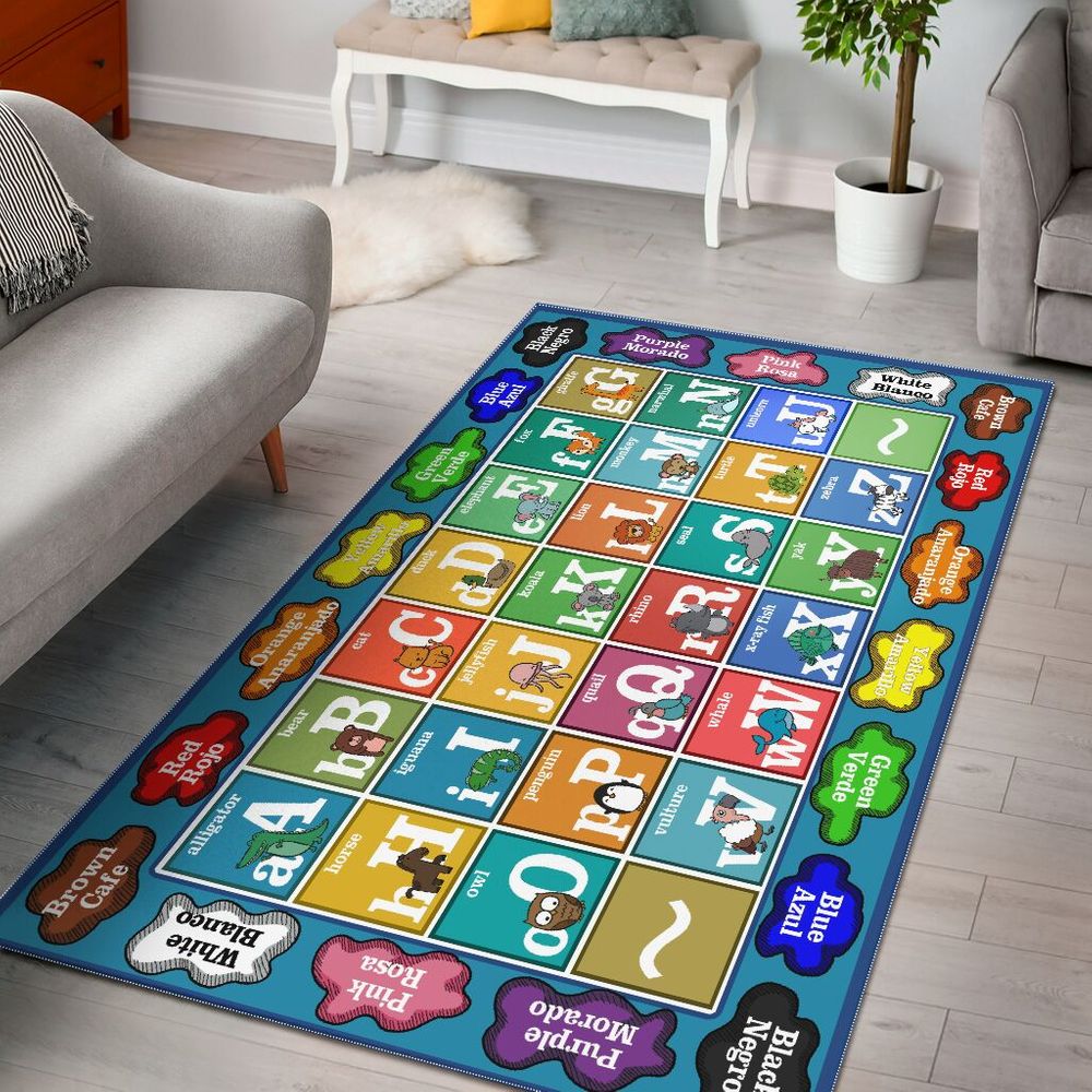 Alphabet Animal Color Rug Foldable Rectangular Mat Floor Soft Comfortable Fashion Full Print Gift For Every House