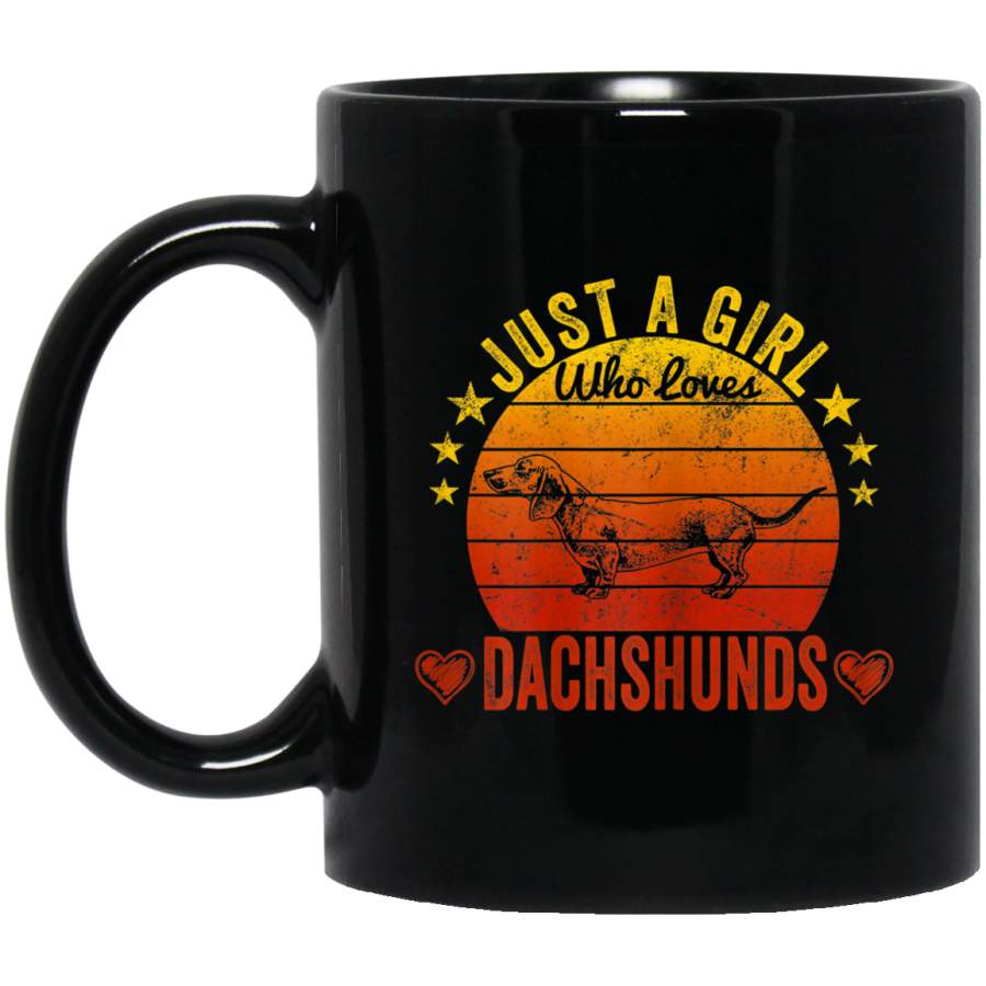 Womens Just A Girl Who Loves Dachshunds Funny Vintage Style Mug