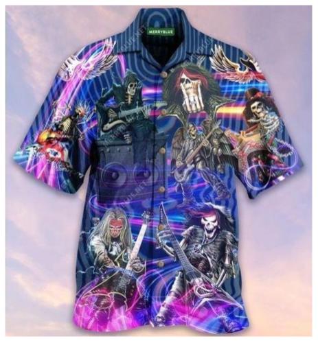 Skulls Play Guitar Rock On World Aloha Hawaii Shirts For Men Women Ha13515