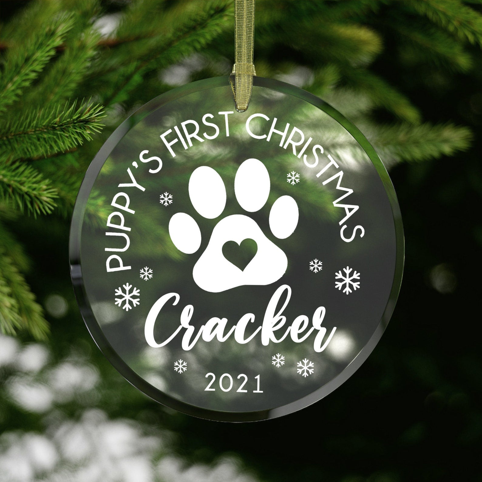 Personalized Name Dog Puppy’S First New Dog Dog Lovers Puppy Dog Christmas Ornament 2021