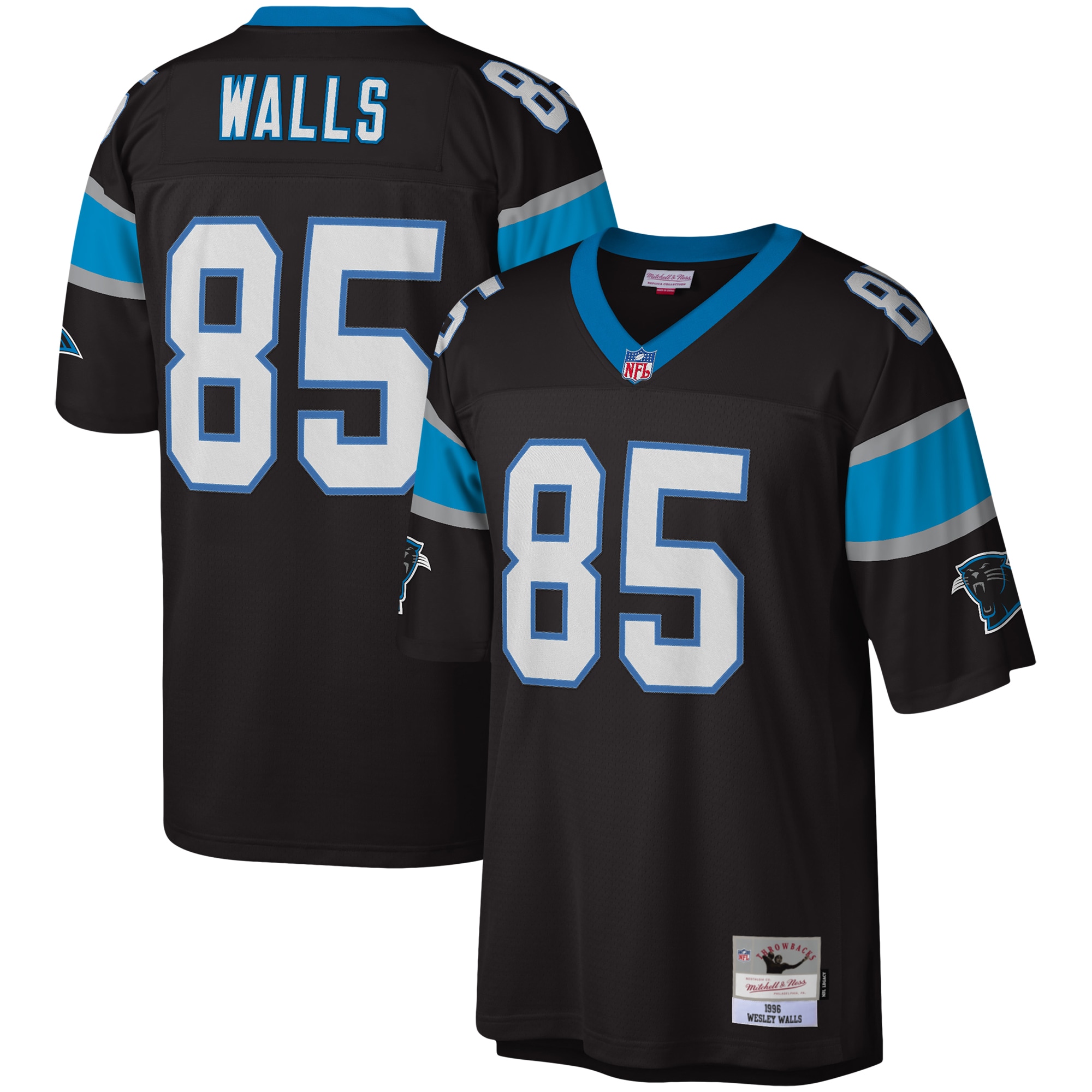 Men’s Carolina Panthers Wesley Walls Mitchell & Ness Black Legacy Jersey