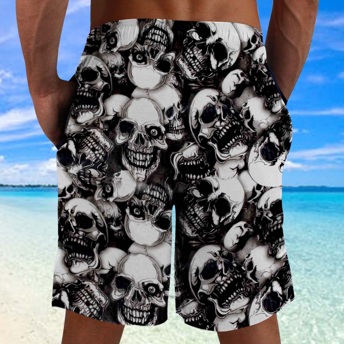 Skull Pattern 2 Hawaii Beach Shorts Colorful S Ha12583