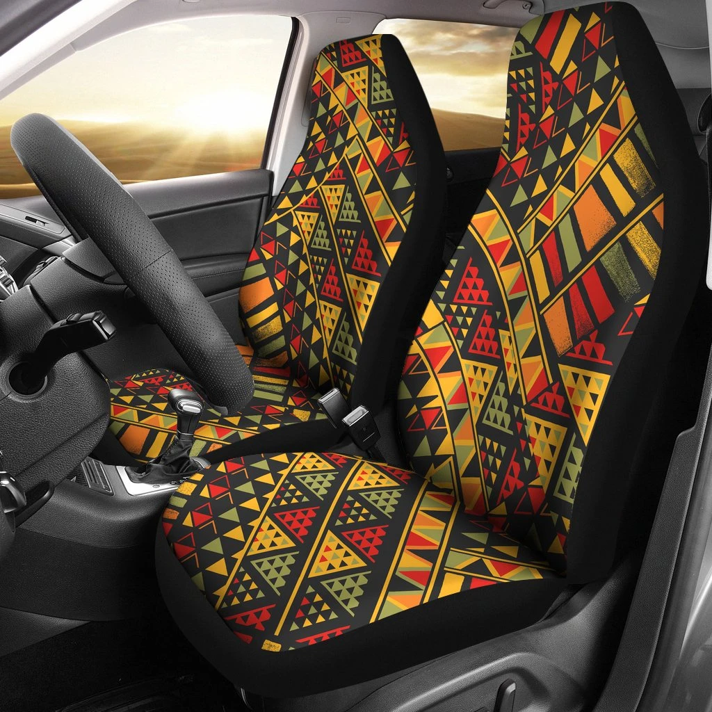 African Afro Dashiki Adinkra Kente Pattern Car Seat Covers Set 2 Pc, Car Accessories Car Mats Covers