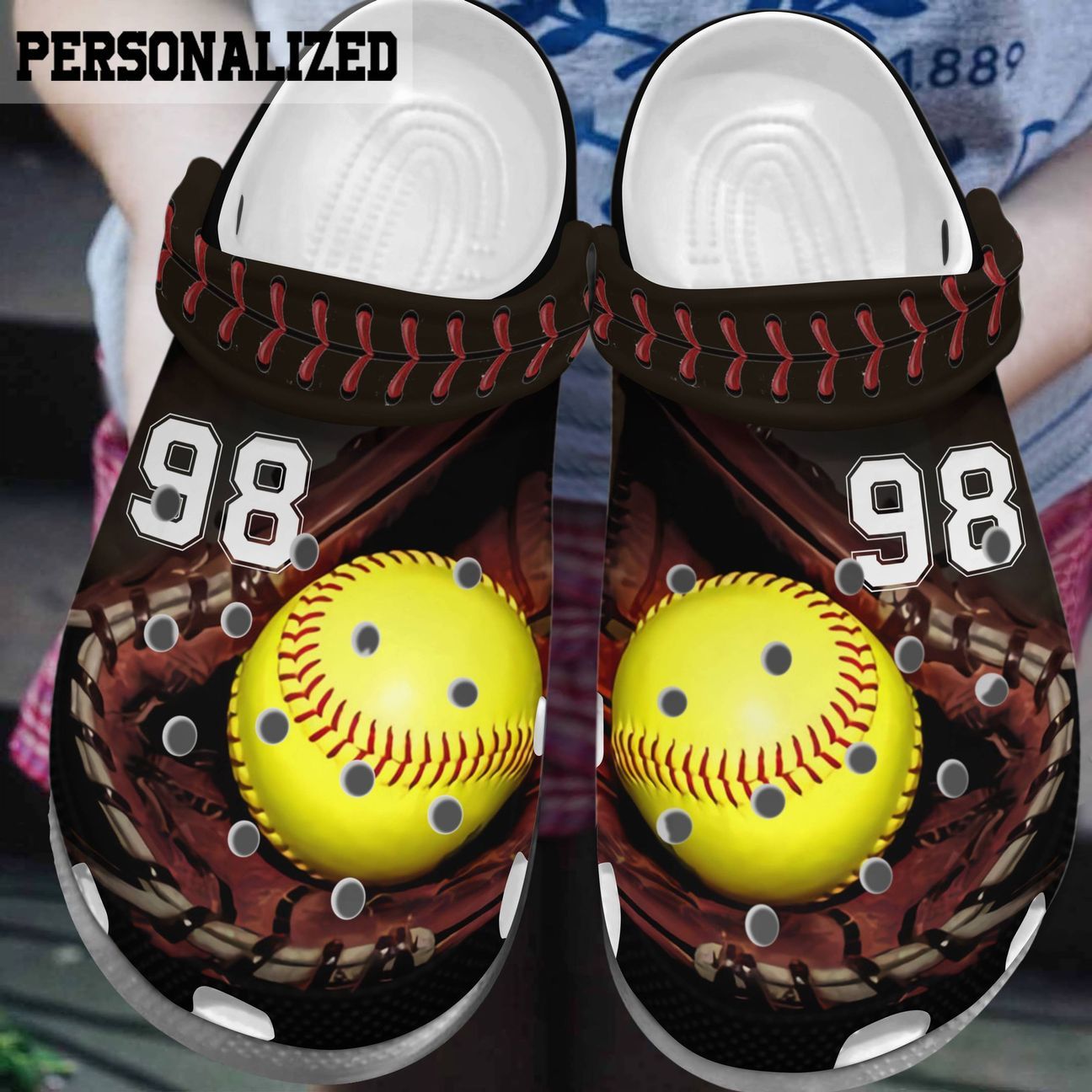 Softball Personalized Clog, Custom Name, Text, Color, Number Fashion Style For Women, Men, Kid, Print 3D Softball Heart