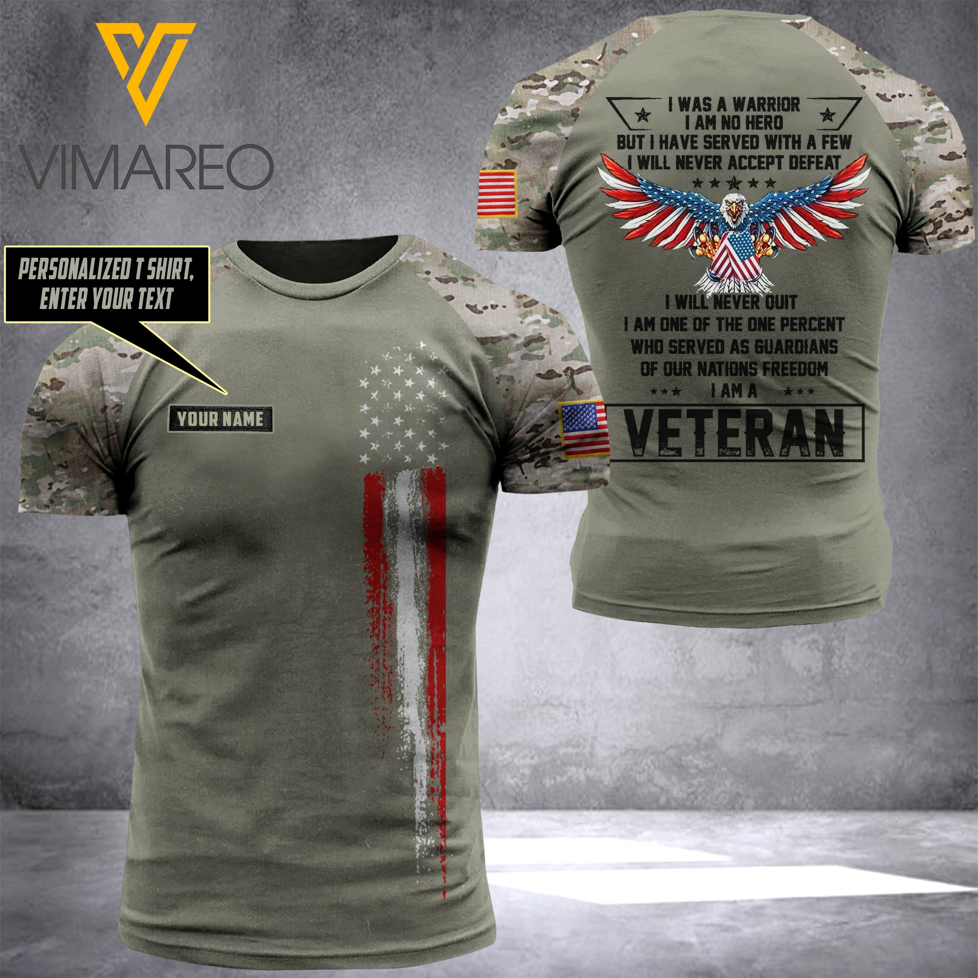 Customized Veteran Army Usa 3D Printed Shirt/Hoodie 1607Tq