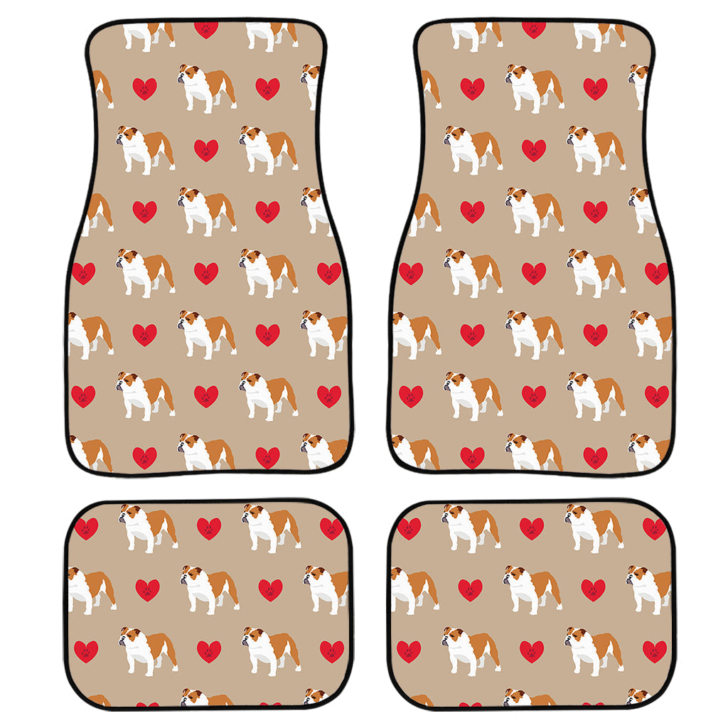 Love English Bulldog Pattern Print Front And Back Car Floor Mats, Front Car Mat