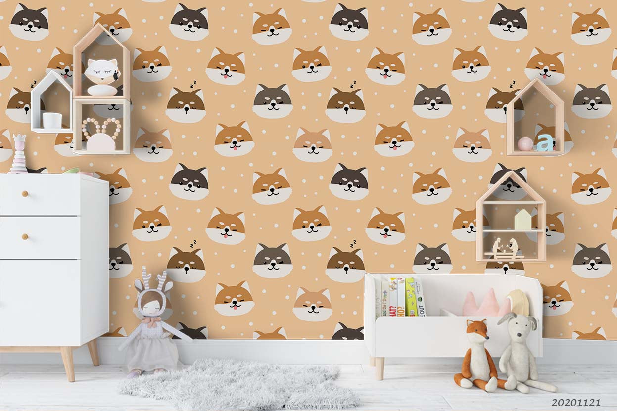 3D Cartoon Animals Dog Wall Mural Wallpaper Lqh 41