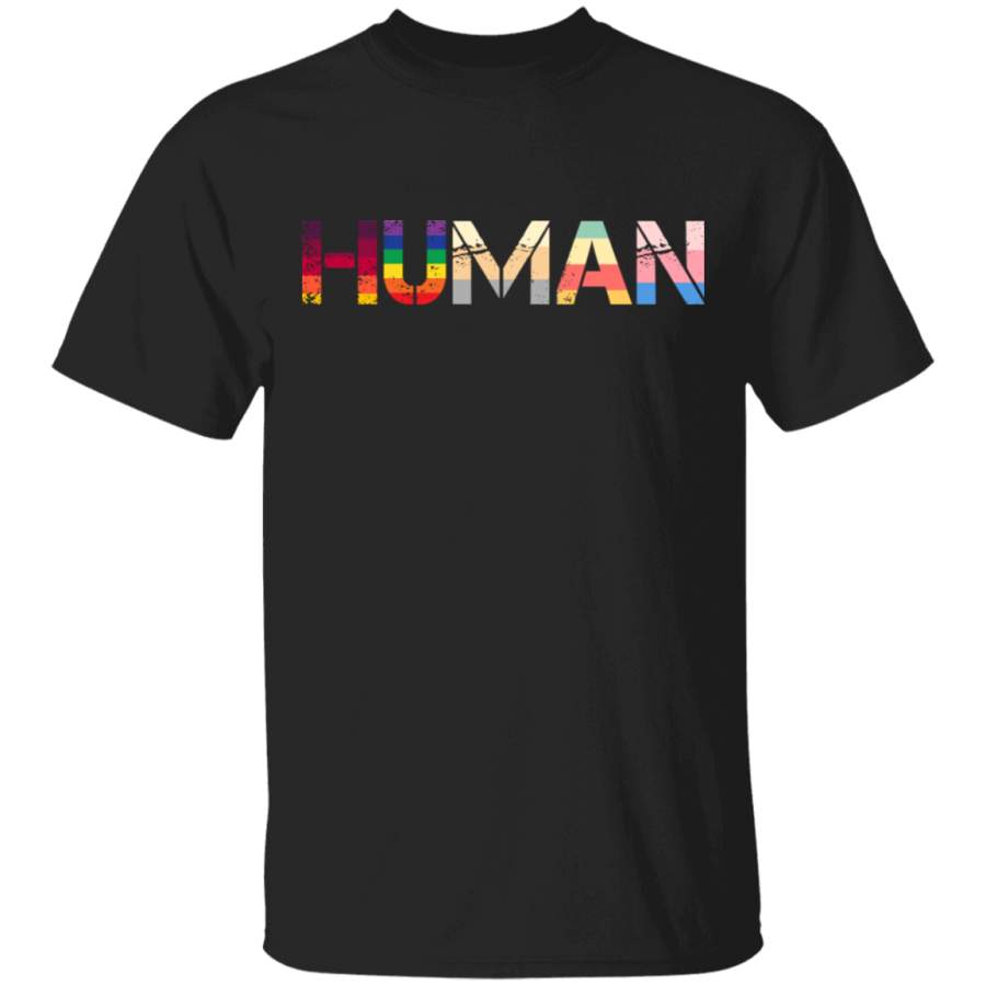 HUMAN Flag LGBT Gay Pride Month Transgender T Shirt